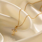 Ornament Copper Inlaid Zircon Cross Necklace Men – Jewelry Gift Ideas — 13