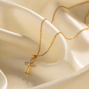 Ornament Copper Inlaid Zircon Cross Necklace Men – Jewelry Gift Ideas — 13