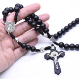 Rosary Necklace Hand-woven Wooden Bead Cross – Jewelry Gift Ideas — 1