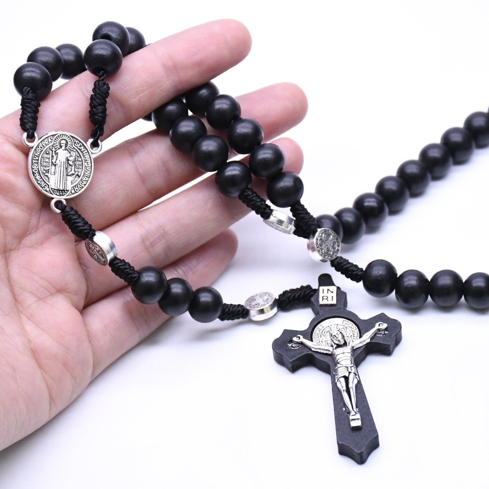 Rosary Necklace Hand-woven Wooden Bead Cross – Jewelry Gift Ideas — 1