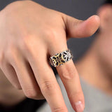 S925 Silver Punk Men's Cross Ring Anchor Flower – Gifts for Him — 4