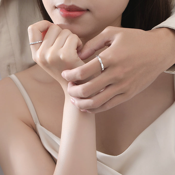 Simple Square Couple Ring Silver Men And Women – Gifts for Him — 1