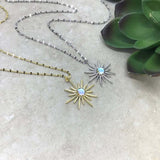 Boho Synthetic Opal Necklace Gold Sun God – Jewelry Gift Ideas — 6
