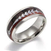 Stainless Steel Wood Grain Arrow Inlaid Ring – Gift Ideas — 4