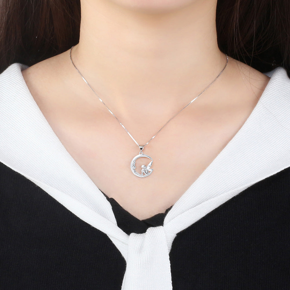 S925 Sterling Silver Necklace Angel Pendant – Jewelry Gift Ideas — 1