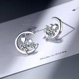 Women's Sweet Single Diamond Cat Ear Studs – Gifts for Her — 3