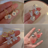 Silver Needle Small Flowers Love Earrings – Gifts for Couples — 5