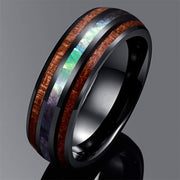 Rose Gold Wood Grain Shell Titanium Steel Ring – Useful Gifts — 10