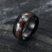 Stainless Steel Wood Grain Arrow Inlaid Ring – Gift Ideas — 5