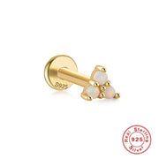 Sterling Silver Opal And Diamond Pierced Threaded Ear – Stylish Gifts — 9