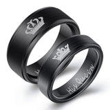 Her King His Queen Titanium Steel Couple Ring – Gifts for Couples — 6