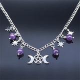 Triple Moon Goddess Five-pointed Star Necklace – Jewelry Gift Ideas — 3