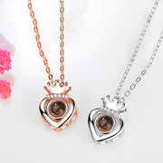 Women's Silver Heart Crown Projection Necklace – Jewelry Gift Ideas — 1