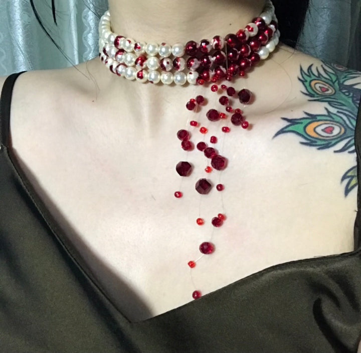 Bloody Pearl Necklace Show Style Halloween Three – Jewelry Gift Ideas — 1