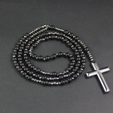 Cross Pendant Black Glitter Matte Agate – Jewelry Gift Ideas — 2
