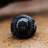 Vintage Stainless Steel Engraved Ring With Gemstones – Practical Gifts — 3