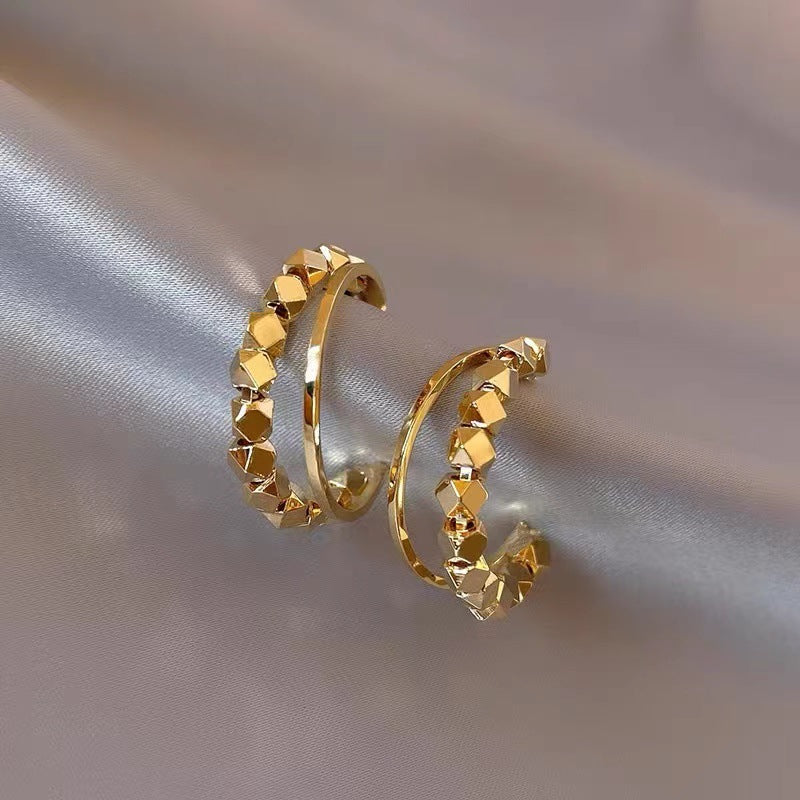 Niche Unique Double-row C- Shaped Earrings – Meaningful Gifts — 1