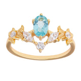 14K Gold Baroque Quiet Apatite White Zirconium Ring – Small Gift Ideas — 2