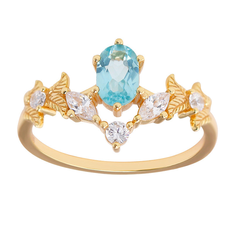 14K Gold Baroque Quiet Apatite White Zirconium Ring – Small Gift Ideas — 2