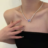Heart Zircon Necklace Light Luxury Purple Color – Jewelry Gift Ideas — 2