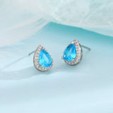 Super Flash Blue Water Drop Ear Studs French – Small Gift Ideas — 6
