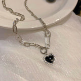 Light Luxury Zircon Black Love Splicing Necklace – Jewelry Gift Ideas — 5