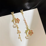 Women's Heart Long Cross Design Flower Earrings – Gifts for Her — 4