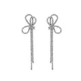 925 Silver Needle Fashion Full Diamond Bow Tassel – Stylish Gifts — 3