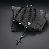 Volcanic Rock Haematite Cross Necklace – Jewelry Gift Ideas — 1