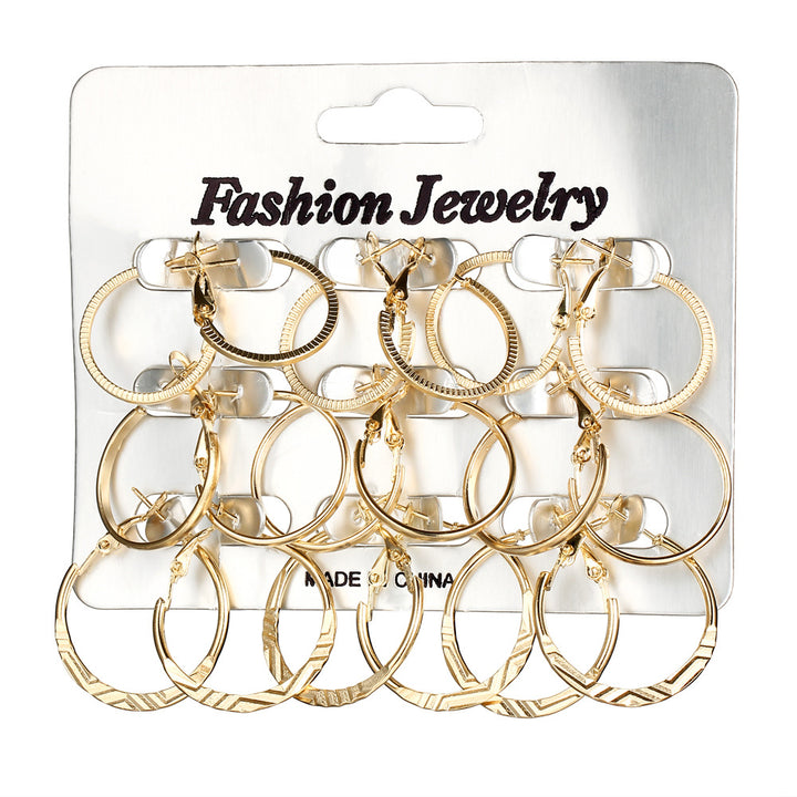 Korean Retro Earrings Set Fashion Ear Ring 9 Pairs – Stylish Gifts — 1