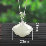 Sterling Silver Inlaid White Jade Shell-shaped – Jewelry Gift Ideas — 3