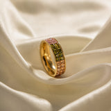 Fashion Double Layer Colored Square Set Zirconium Ring – Stylish Gifts — 4