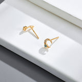 Star Moon Mini S925 Silver Gold Plated Natural Topaz Stud – Gift Ideas — 3