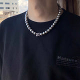 Mens Fashionable And Versatile Gray Pearl Letter – Jewelry Gift Ideas — 1