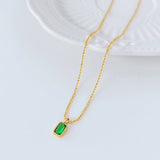 Women's Emerald Single Diamond Titanium Necklace – Jewelry Gift Ideas — 2