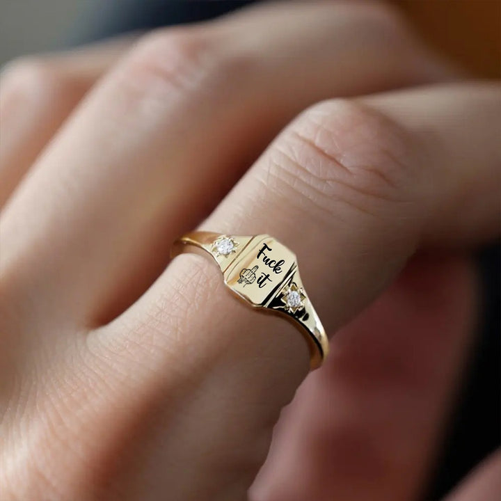 European And American Style English Square Ring – Stylish Gifts — 1