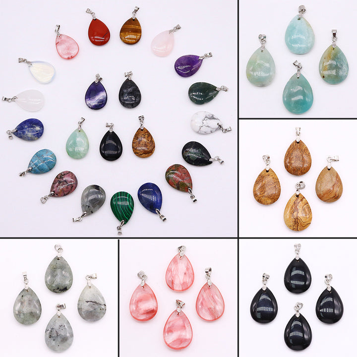 Natural Stone Black Line Red Texture Pendant – Jewelry Gift Ideas — 1