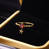 Pomegranate Five Pointed Star Silver Ring – Thoughtful Gifts — 3