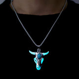 Men's Turquoise Gemstone Bull Head Luminous – Jewelry Gift Ideas — 5
