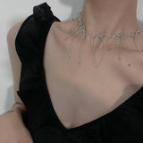 Tassel Style Metal Chain Bow Necklaceshort – Stylish Gifts — 5