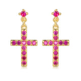 Cross Earrings Real Gold-plated Zircon – Jewelry Gift Ideas — 11