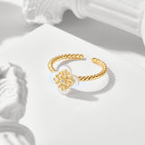 Women's White Butterfly Shell Gold Ring – Gifts for Her — 3