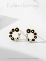 S925 Silver Black Round Micro Zircon-encrusted Stud – Practical Gifts — 4