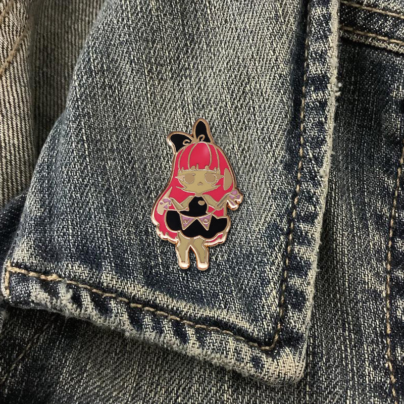 Fashion Cute Cartoon Girl Metal Brooch – Stylish Gifts — 1