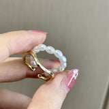 Women's Shaped Small Rice-shaped Beads Oval Pearl Ring – Gifts for Her — 5