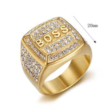Titanium Steel Vacuum Plating Rhinestone Square BOSS – Gifts for Him — 6