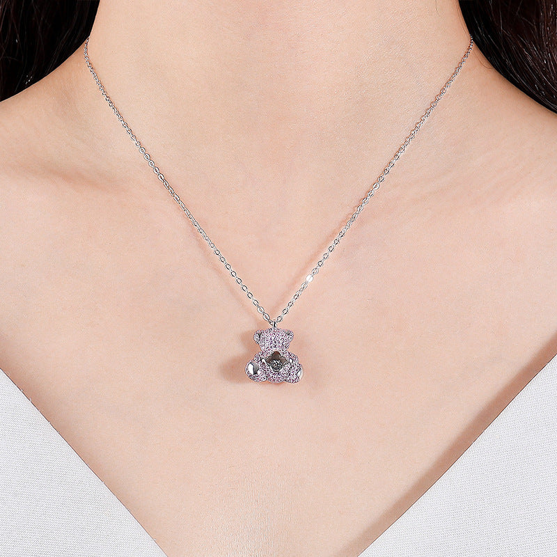 Clavicle Chain Smart Cute Bear Zircon Necklace – Jewelry Gift Ideas — 1