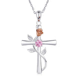 Rose Cross Necklace With Rhinestone Fashion – Jewelry Gift Ideas — 18