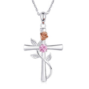Rose Cross Necklace With Rhinestone Fashion – Jewelry Gift Ideas — 18