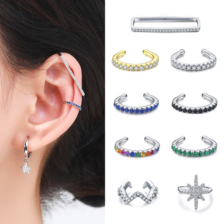 Simple S925 Silver Occidental Diamond Ear Clip Female – Gifts for Her — 1